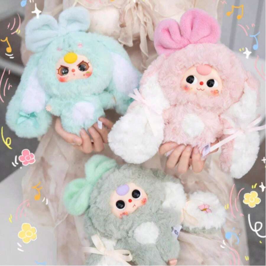 Überraschungsbox mit 3-jähriger Hasen-Serie (zufälliges Gesicht), Karte, Figuren Blindbox, Geschenk für Feiertage, Valentinstag, Geburtstag, Premium Geschenkset, Sammlerfigur, Sammelserie, Modellfigur, SSR limitierte Auflage Blindbox, BJD, Stressabbau