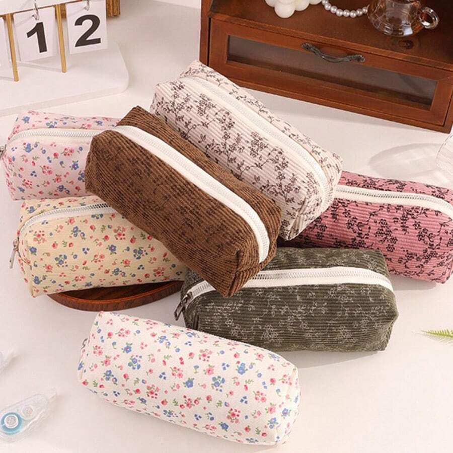 1 Pezzo Borsa/Astuccio per matite di design semplice e carino, dalla grande capacità, alla moda e pratica per ufficio, scuola, cancelleria, custodia per pennelli trucco