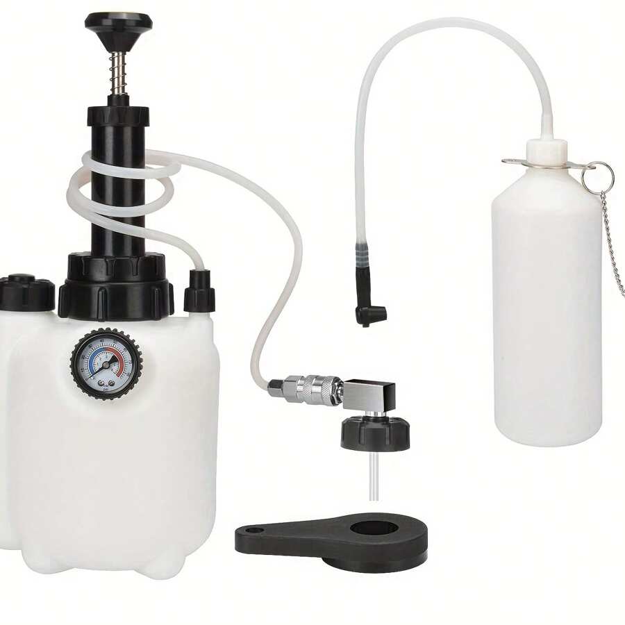 3 Liter (101,44 oz) Bremsflüssigkeits-Entlüftungs-Vakuumpumpe mit 1 Liter (33,81 oz) Saugbehälter, geeignet für Personenkraftwagen, manuelles Bremsflüssigkeits-Entlüftungskit, Einzelhandbremsflüssigkeits-Extraktor, perfekt für die Entlüftung von Bremsen bei den meisten europäischen Fahrzeugmodellen