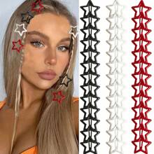 12pcs Black, White and Red Star Hairpins