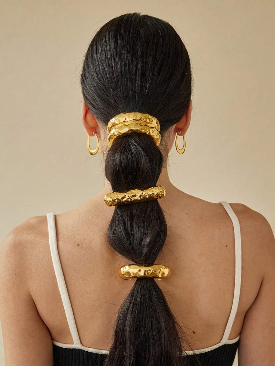 3 pièces Barrettes à cheveux élégantes en métal géométrique demi-cercle avec barre liquide, convient pour un usage quotidien, idéal en cadeau. Accessoires pour cheveux, attaches-cheveux, élastiques à cheveux, bandes en caoutchouc pour cheveux
