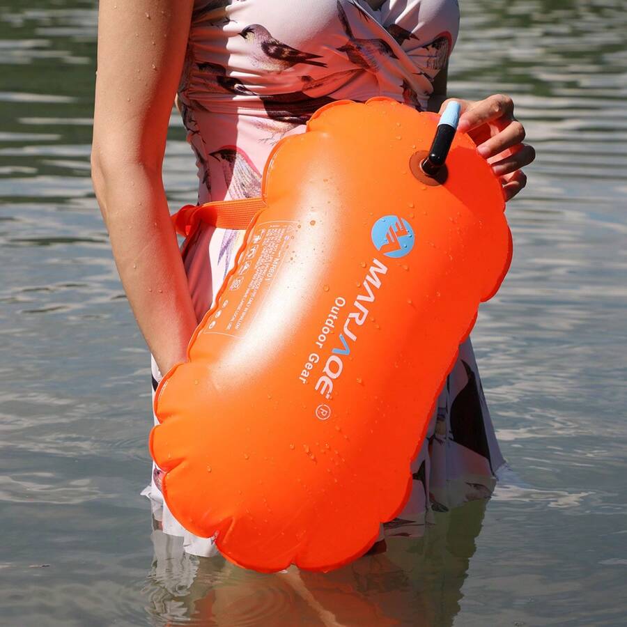 1 pieza Flotador inflable de burbuja para nadar, boya de remolque, ideal para nadadores principiantes, estilo aleatorio, artículos esenciales de playa, accesorios de playa, flotador de piscina