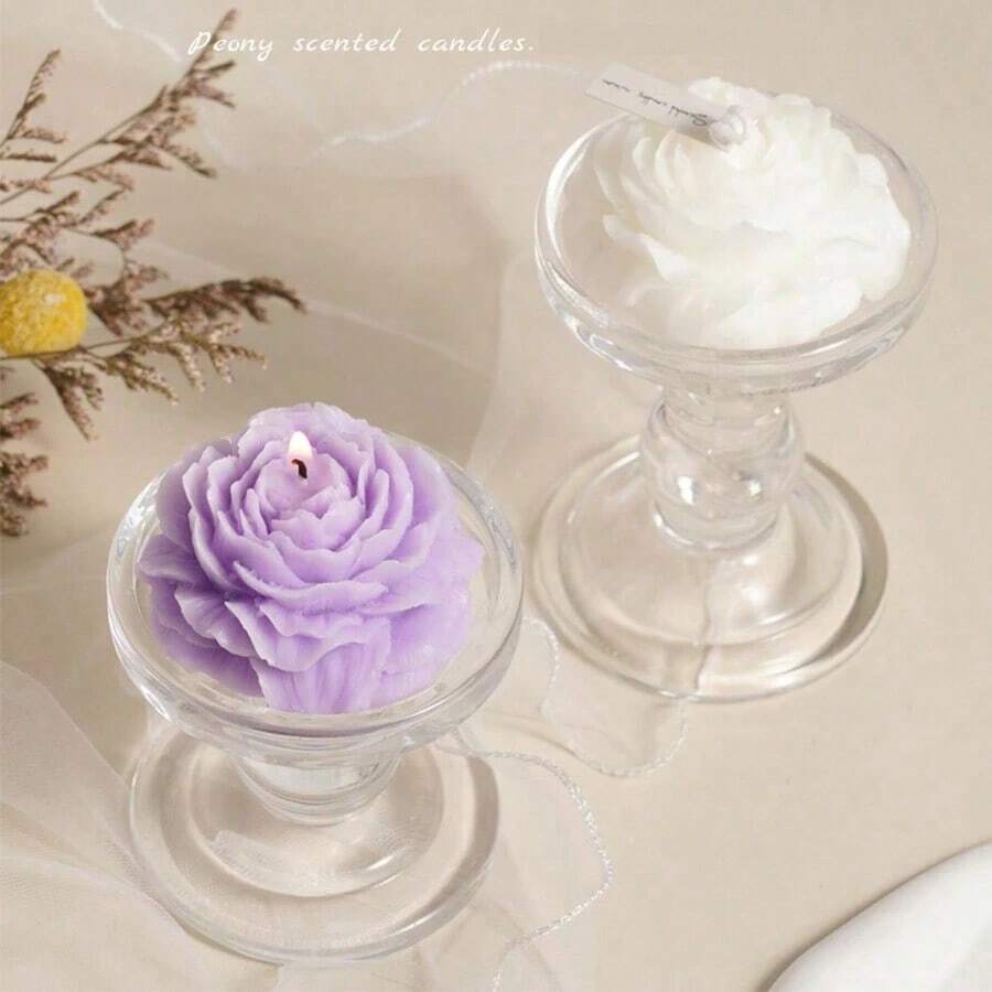1 pièce Bougie façonnée en forme florale, bougie à la cire de soja d'esthétique botanique, bougie minimaliste faite main, décor adapté pour la maison, le spa, le yoga, l'anniversaire, le mariage, les cadeaux de fête, l'art, le blanc, la décoration de la chambre, le cadeau de remise des diplômes