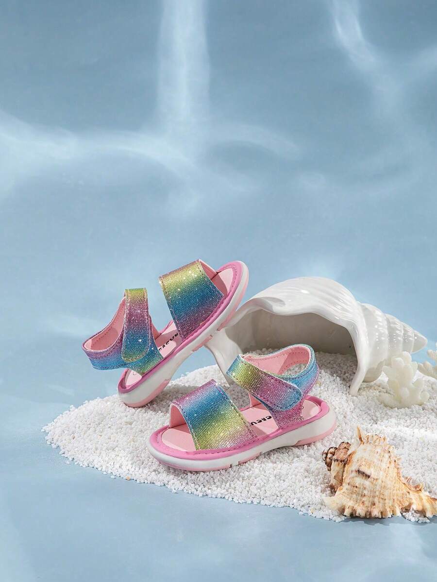 GENGASUN 1 pieza Sandalias informales para niños pequeños, zapatos de moda con arcoíris para niñas pequeñas para el verano