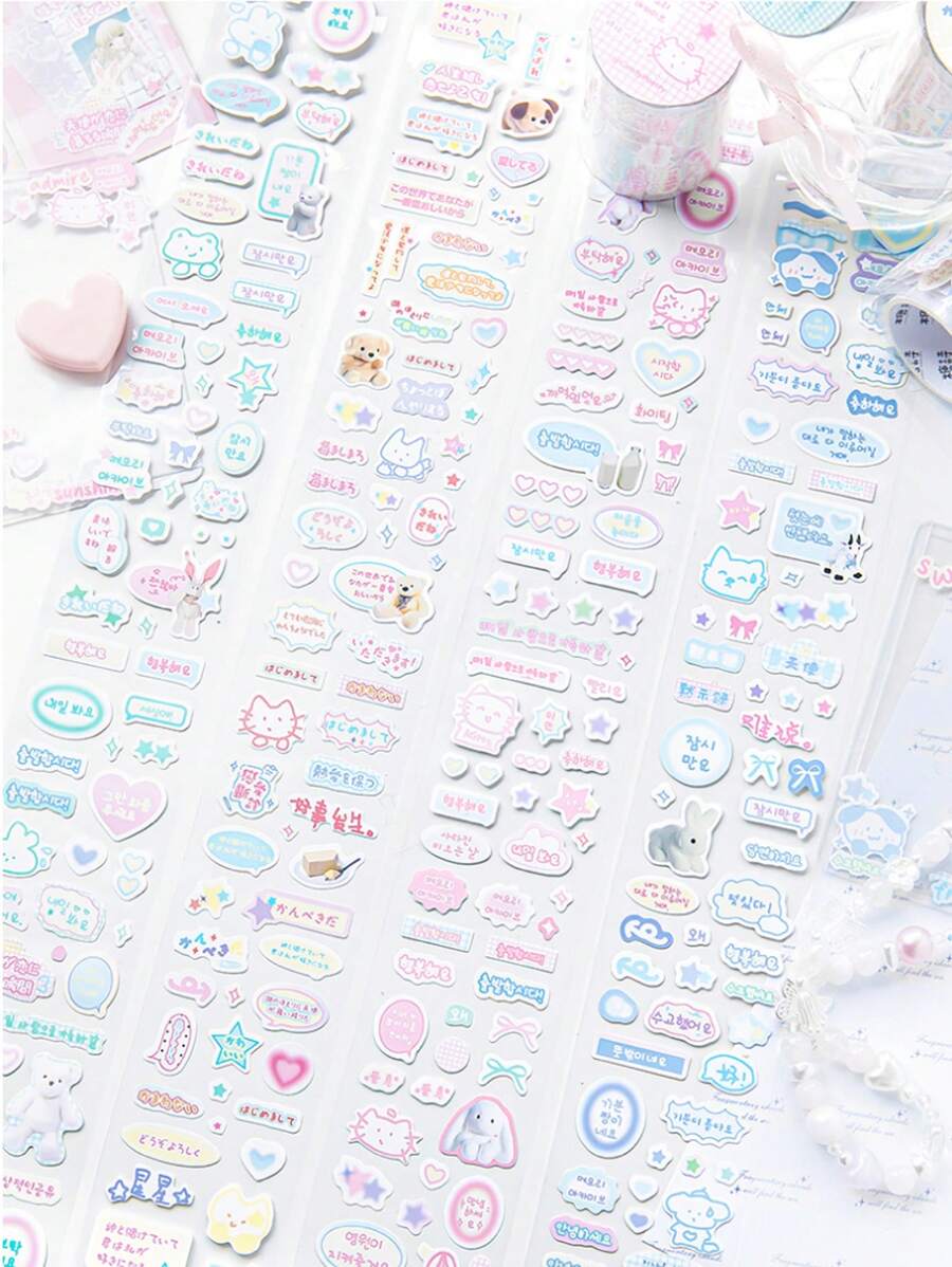 1 rotolo di adesivi decorativi per scrapbooking con graffiti carini, nastri adesivi decorativi per confezioni regalo, ufficio, casa, etichettatura, classe, intrattenimento, planner scolastico fai-da-te, materiali decorativi multifunzionali, forniture scolastiche, back to school
