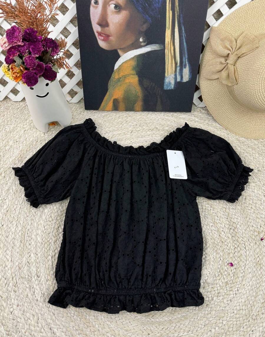 Top Casual lisa con diseños de agujeros ajustada diario para verano talla unica entre una s/m