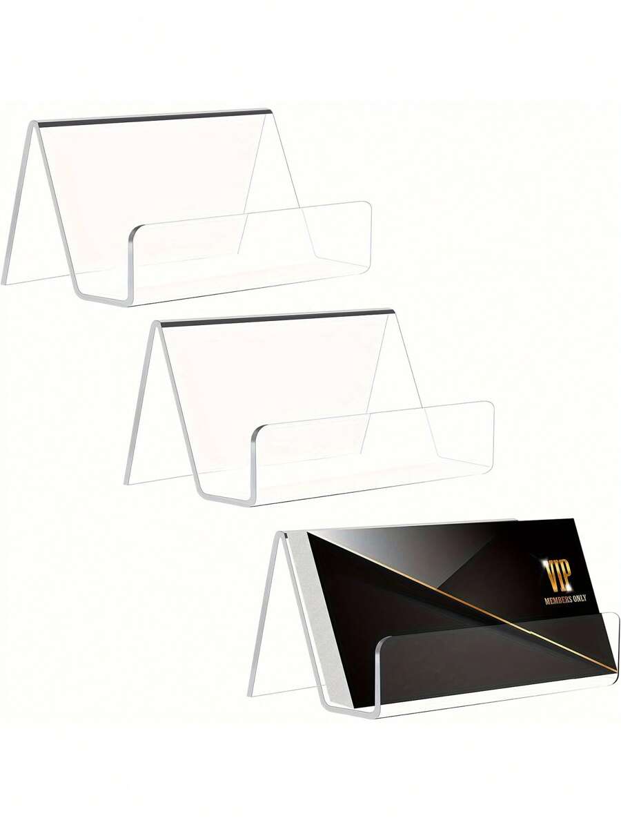 1pc Acrylic Business Card Holders On The Office Desk, Transparent Plastic Desktop Business Card Display Stand, Business Card Holder, Business Card Holder, Can Accommodate 30-50 Business Cards, Acrylic Business Card Display Rack