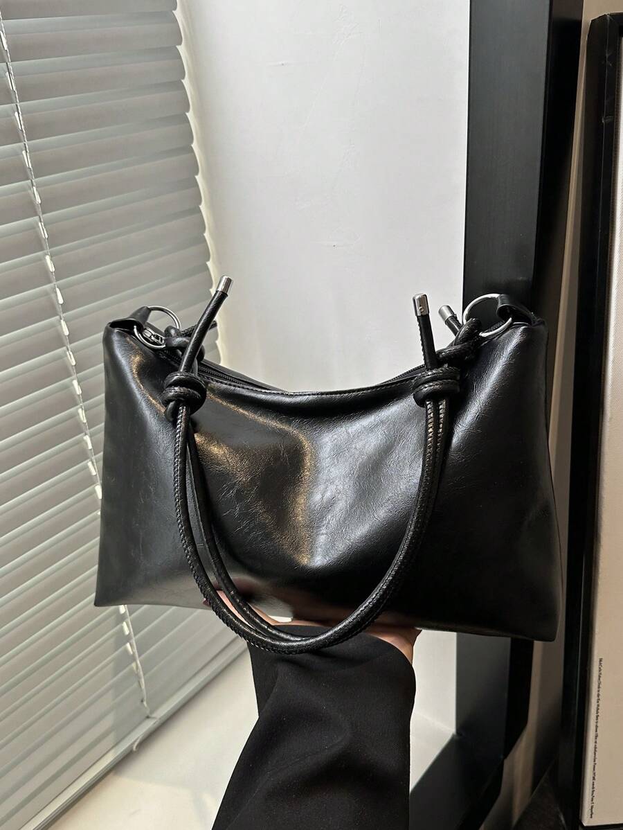 Bolso bandolera, de hombro y de mano minimalista con forma de media luna y correa ajustable, para mujer