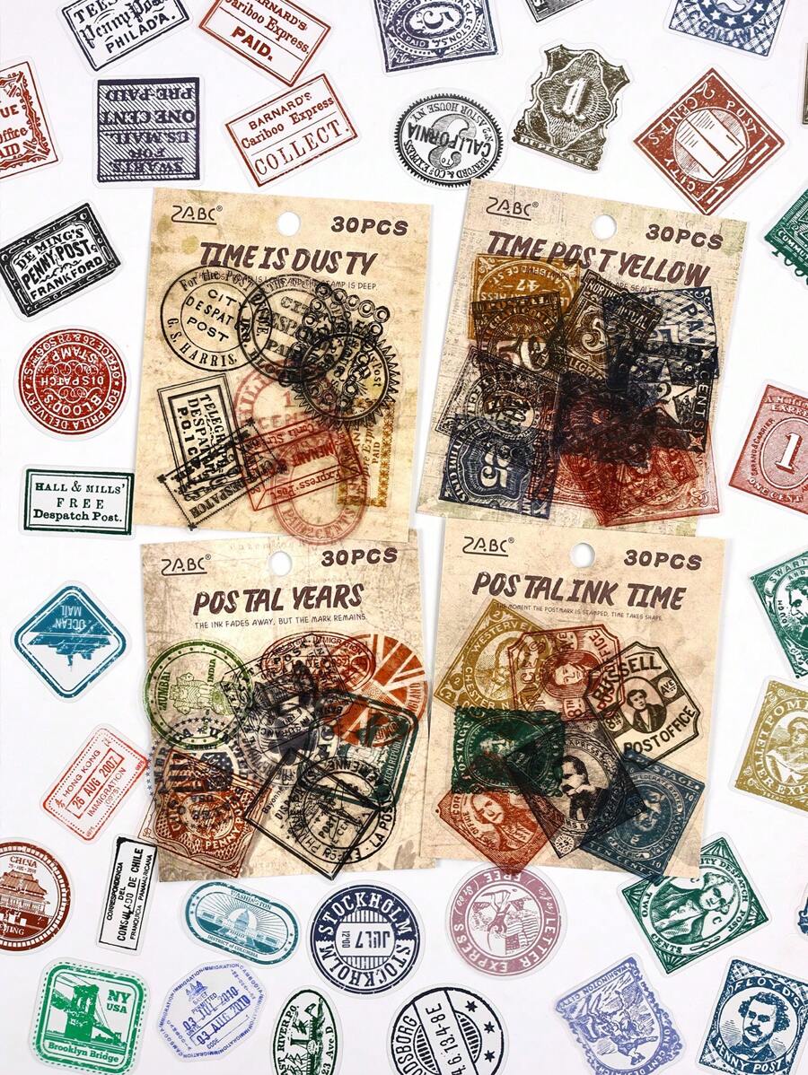 120 pezzi di adesivi della serie Old Year, con stampe in stile retrò di architettura, caratteri inglesi e altri stili, adatti per materiali fai-da-te per scrapbooking, valigie, tazze e altri adesivi impermeabili per animali domestici, forniture scolastiche, rientro a scuola