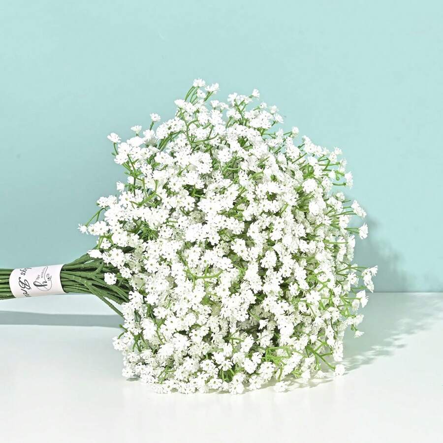 's Breath Artificial Flowers, 6pcs White's Breath Flowers Artificial Bulk, Real Artificial's Breath Horse Bouquet Wedding Flower Arrangement Party Decoration