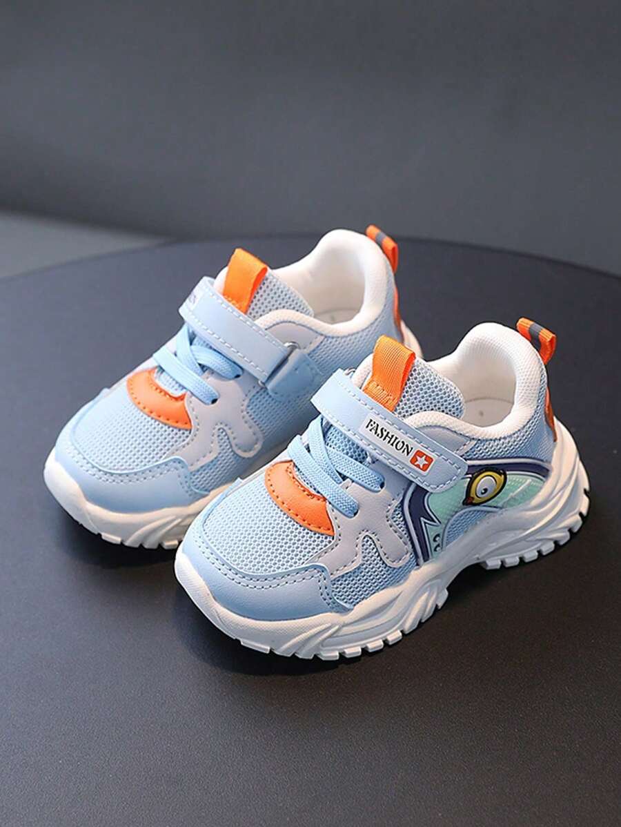 1 Pair Children's Fashion Hook And Loop Closure Sports Shoes, Non-Slip Soft Bottom, Suitable For Boys And Girls, Spring/Autumn