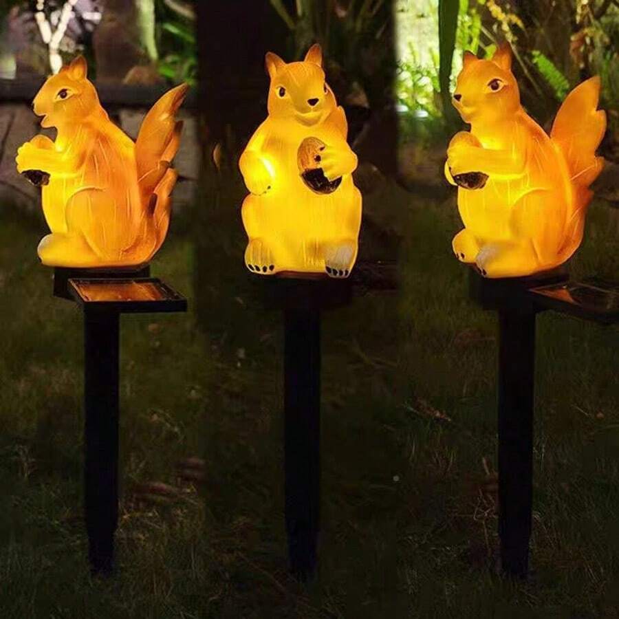 Solarbeleuchtung in Eichhörnchen-Form, Solarlampe für den Outdoor-Garten, Solarleuchte für den Außenbereich, Solarleuchte für den Hof, Außen-Rasenbeleuch-tung, geeignet für Garten, Rasen, Blumenbeet, Hof, Einfahrt und Wegdekoration, dekorative Strohlampe