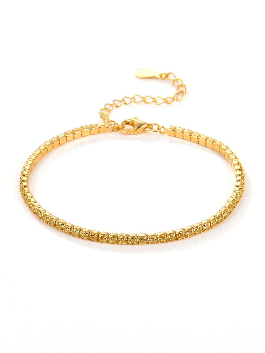 1 Peça Conjunto de Joias Pulseira de Prata 925 com Fileira de Diamantes, Hipoalergênico, Definido com Zircônia Artificial, Pulseira Colorida e da Moda, Adequada para Mulheres Usarem em Festas