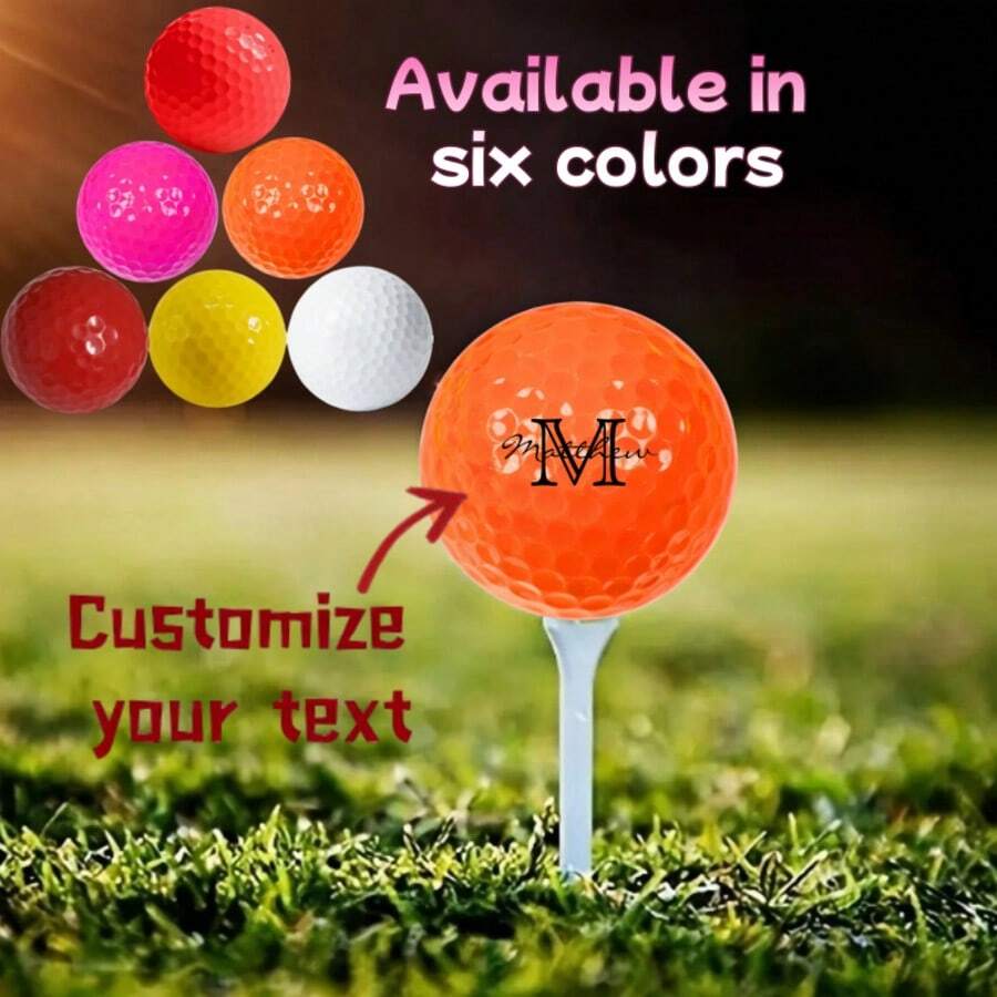 Personnalisé 3/6 pièces, Balle de golf moderne texte personnalisé en couleur, Cadeau de fête des pères, Noël, Six couleurs au choix, Distance et précision améliorées, Parfait pour les golfeurs, Accessoires de golf/Golf haute performance/Idéal pour anniversaires, Nouvel An, Saint-Valentin