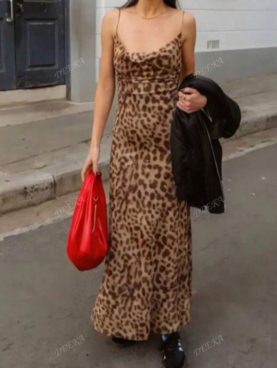 Nouvelle arrivée d'été DEEKA Robe glissière en maille de chiffon avec imprimé léopard et motif animal pour femme