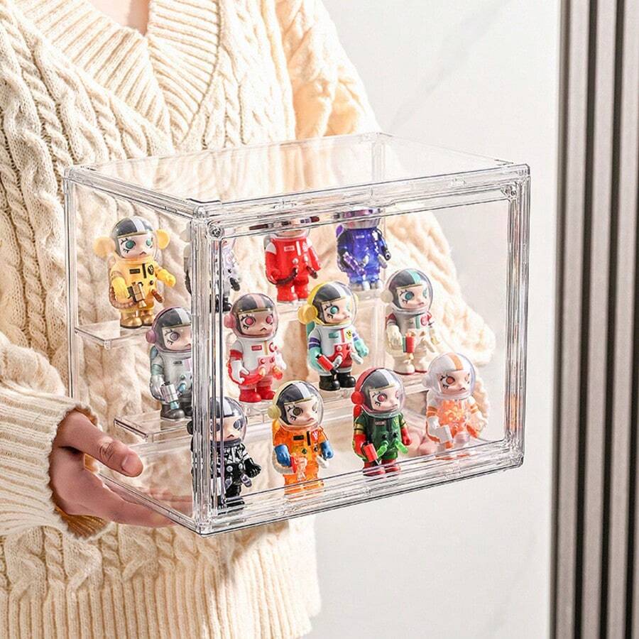 1 pieza Caja de almacenamiento de figura de acción, caja ciega, caja de almacenamiento de muñecas, caja de exhibición de acrílico de muñecas, caja de almacenamiento transparente, caja de exhibición y almacenamiento de juguetes ensamblados, decoración de Navidad, San Valentín y Año Nuevo