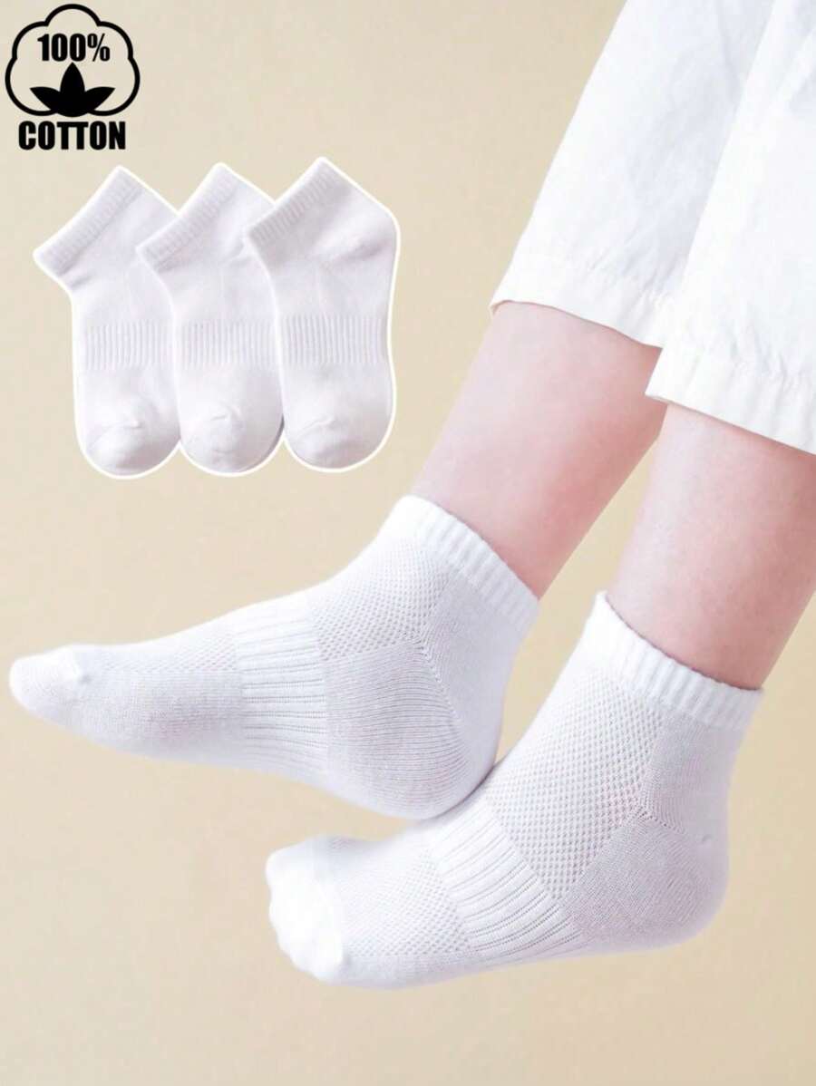 3 pares de calcetines deportivos de malla negros y blancos a rayas, transpirables y absorben el sudor, calcetines de red elásticos para uso casual diario