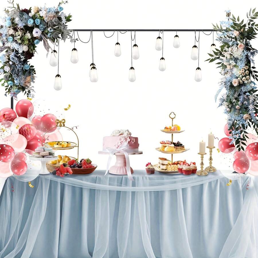Über-dem-Tisch-Stangenhalter mit Klemmen, Hochzeitsbogen Kulissenständer, einstellbarer Tischballon-Bogen Bausatz Metallrahmen Ballon-Ständer für Tischbogen-Ständer Hochzeitsbogen Blumen für Partys Geburtstags-Shower-Dekoration