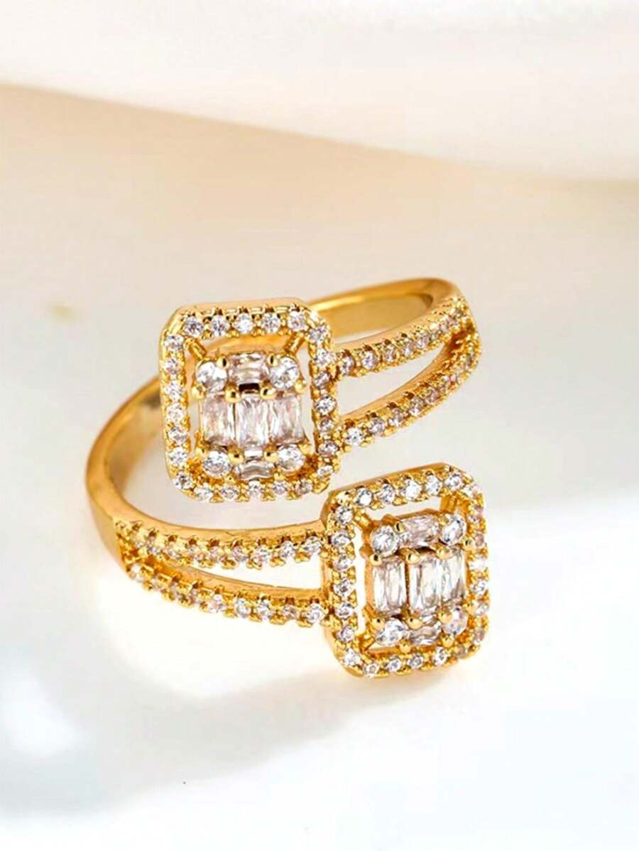 1 pieza Anillo de dedo con diseño geométrico cúbico de plata, accesorio de joyería versátil de uso diario para mujeres