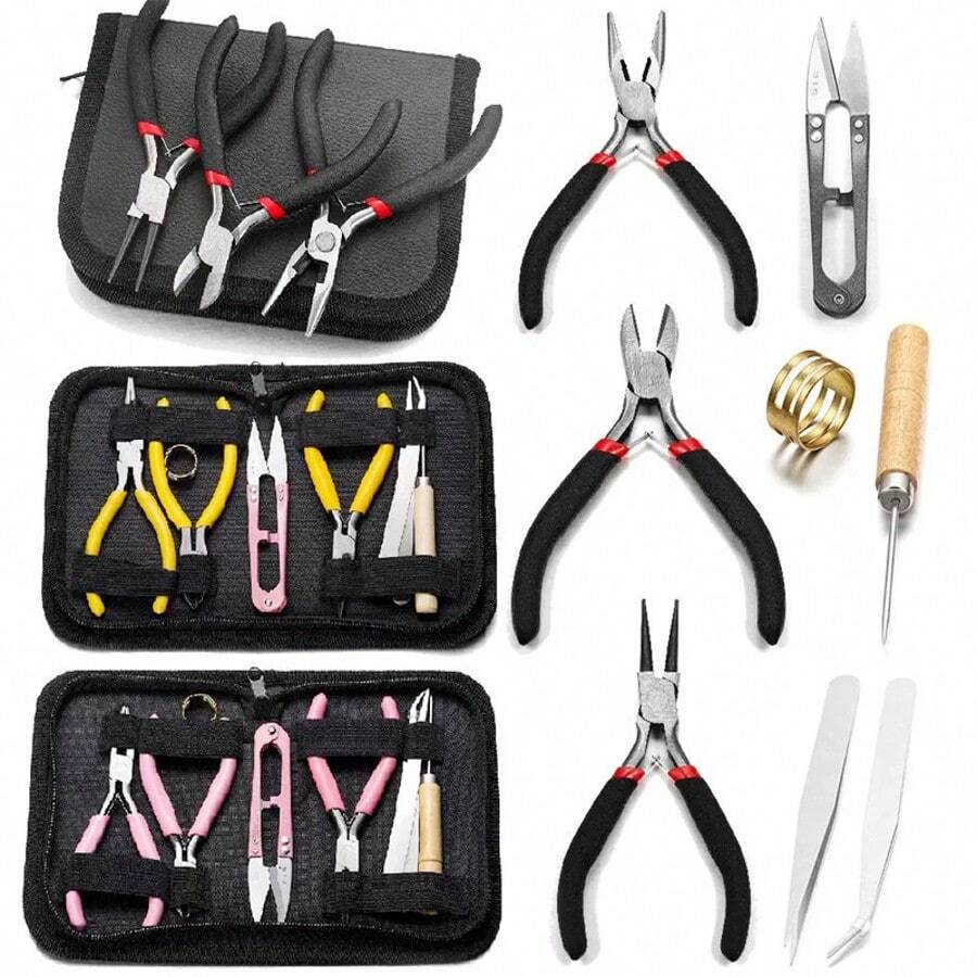5 Packs Jewelry Pliers Set, Jewelry Making Tools With Needle ,Round ,Chain ,Bent Nose Pliers/Zipper Pliers, Jewelry Making Supplies Repair/ Cut Kits For Crafting