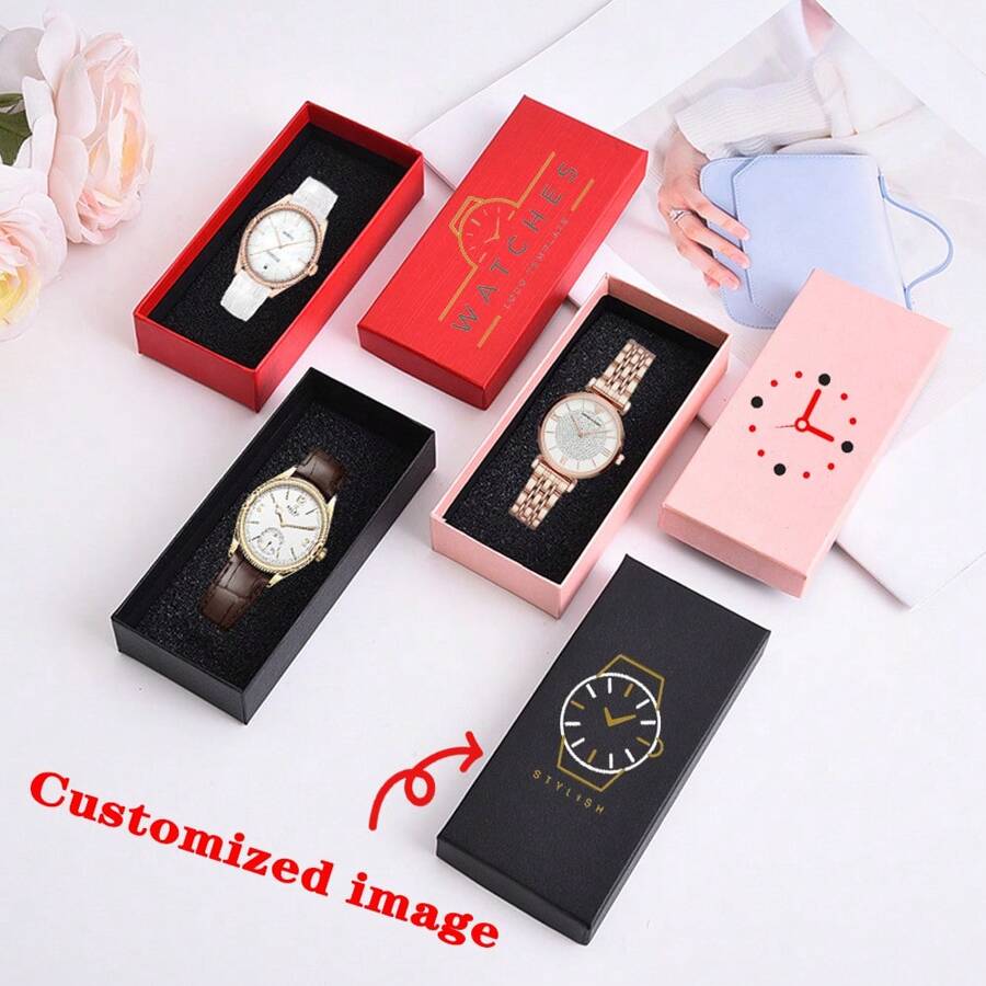 1pc Watch Box With Sponge Lid And Bottom, Jewelry Gift Box For Birthday Present