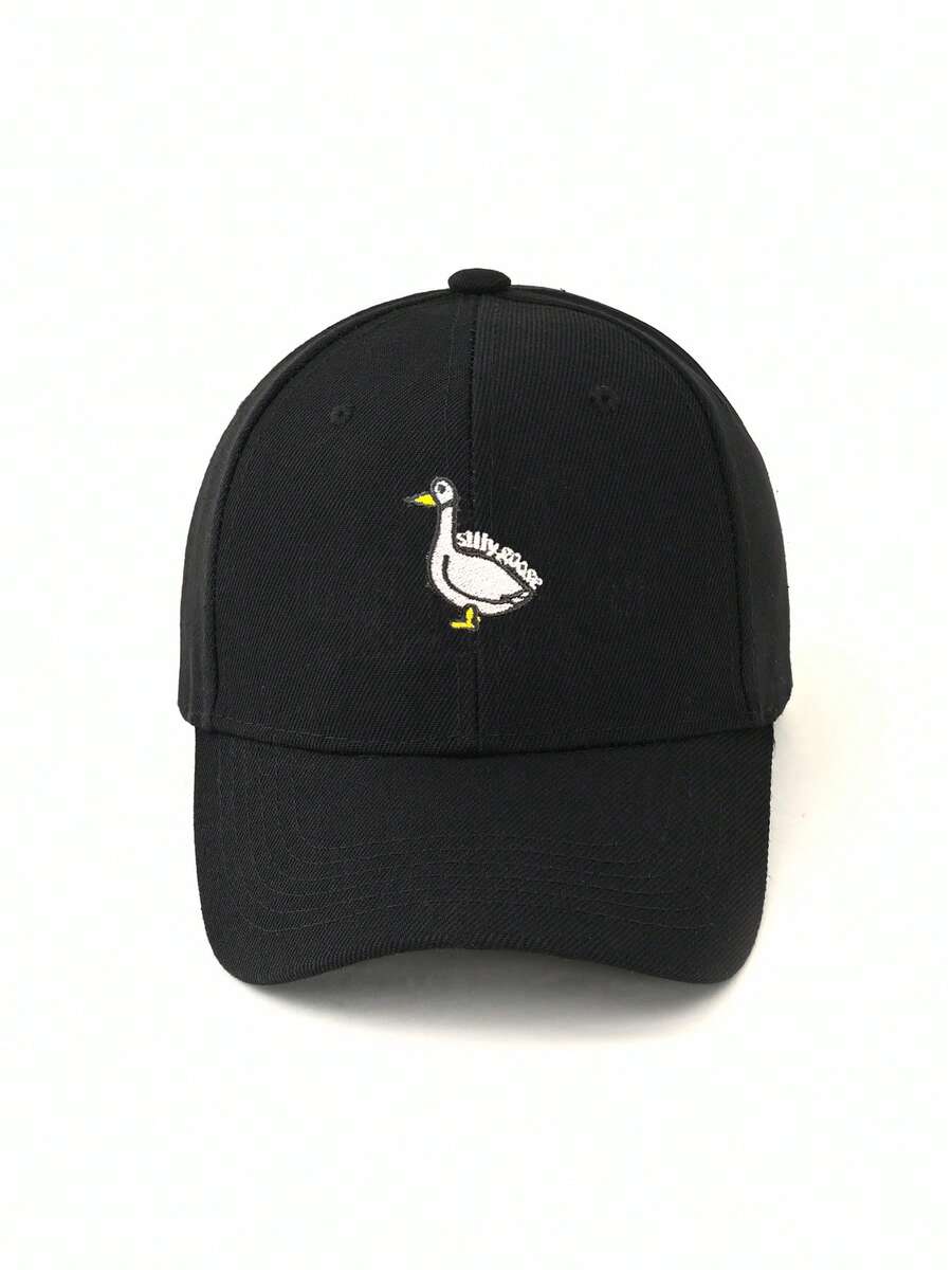 1pc Embroidered Swan Baseball Cap, Adjustable, Washable, Fashionable Breathable Versatile Sun Hat, Suitable For Outdoor, Gift For Holidays
