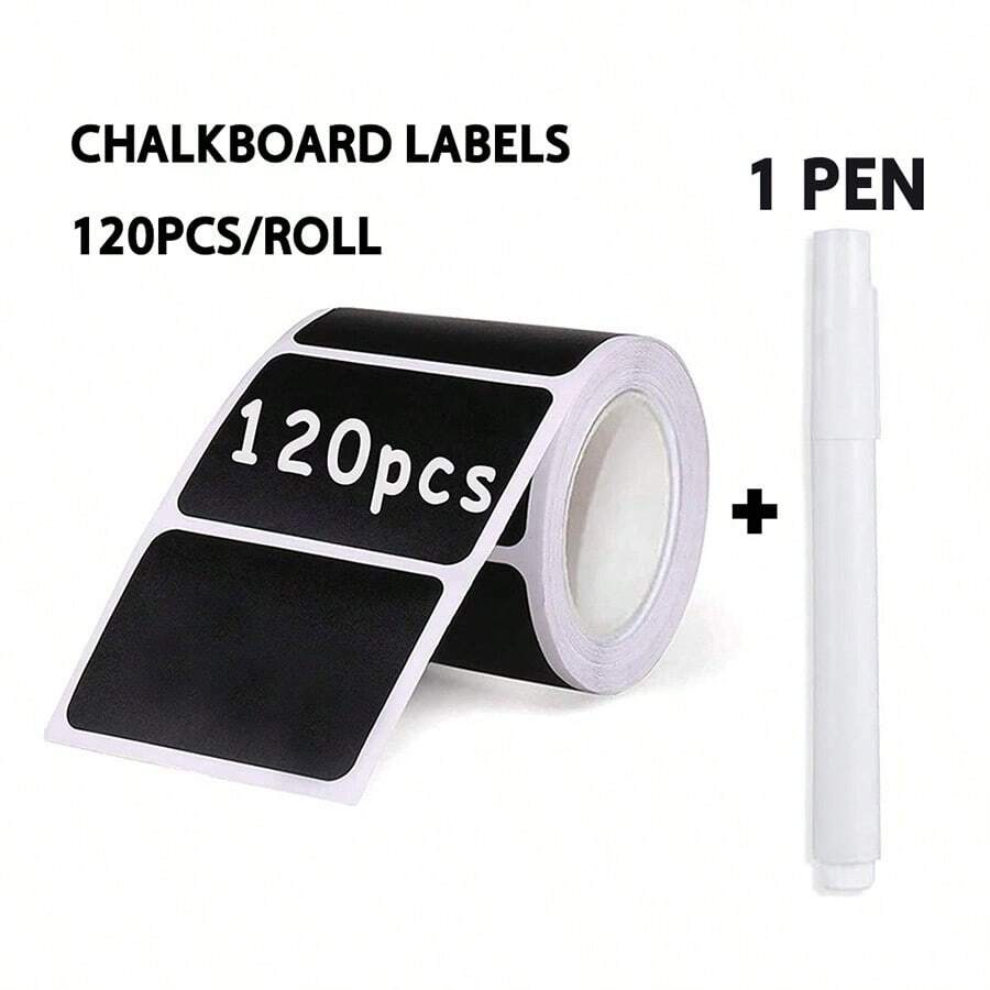 120 Pcs Detachable Black PVC Chalkboard Labels With White Chalk Marks - Color Coded For Easy Organization, Ideal For Classrooms And Offices, Classroom Organization | Chalk Marks | PVC Material
