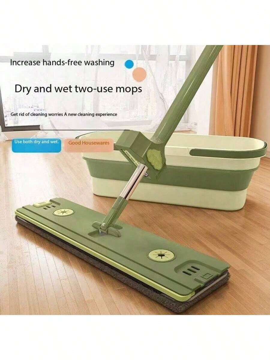 1pc 40cm Multi-Functional Slouchy People Flat Mop, New Hands-Free Home Wet & Dry Dual-Use Mop Cleaning Tool