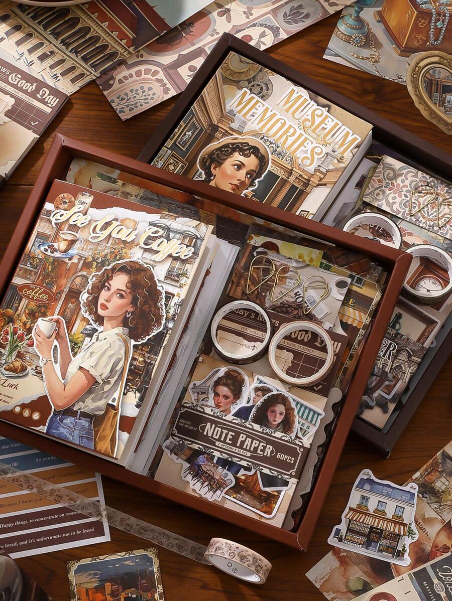 147 Stücke Vintage/Retro Scrapbooking dekorative Aufkleber, Slow Living Serie, geeignet als Geschenk, für Büro, Zuhause, Markierung, Etiketten, Klassenzimmer, Unterhaltungsspielzeug, Schülerplaner DIY kreative vintage Dekorationsaufkleber, Schulmaterial, Schulanfang