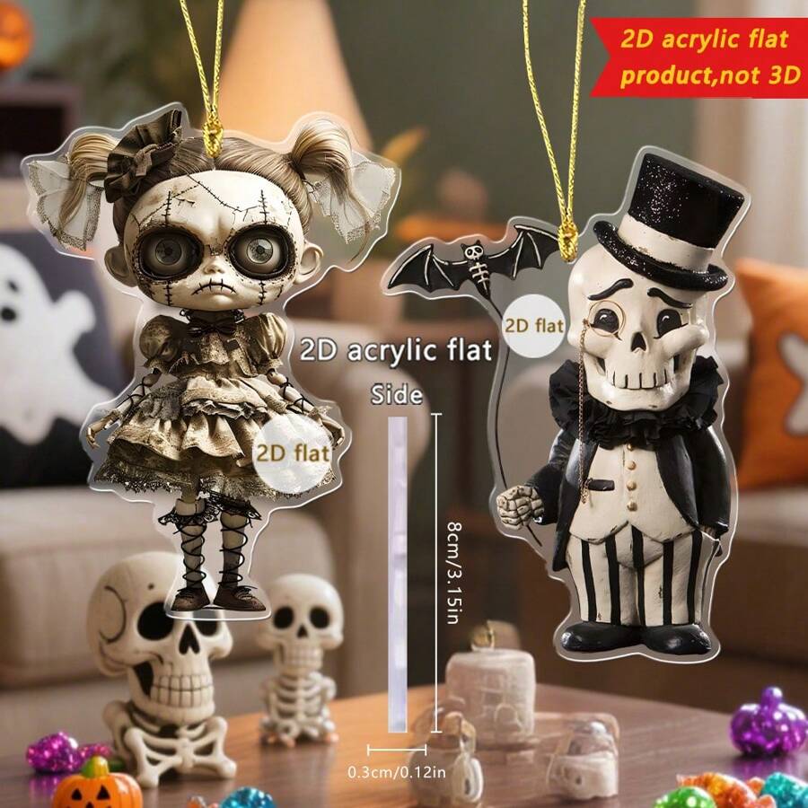 1pc Halloween Pendant Creative Skull Bag Bag Key Car Rearview Mirror Decoration Ornament Home Decor Perfect Gift For Friends And Family .