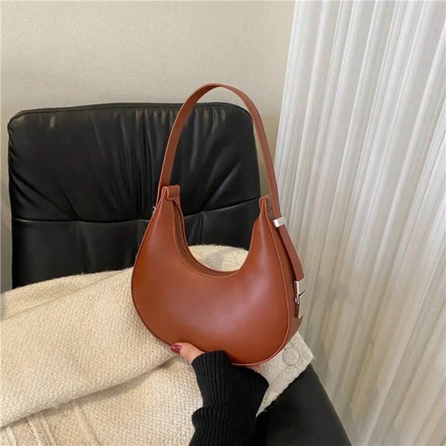 Fashion Luxury Design PU Leather Hobo Shoulder Bag Women Small Clutch Handbag Purse Female Underarm Bag Travel Totes