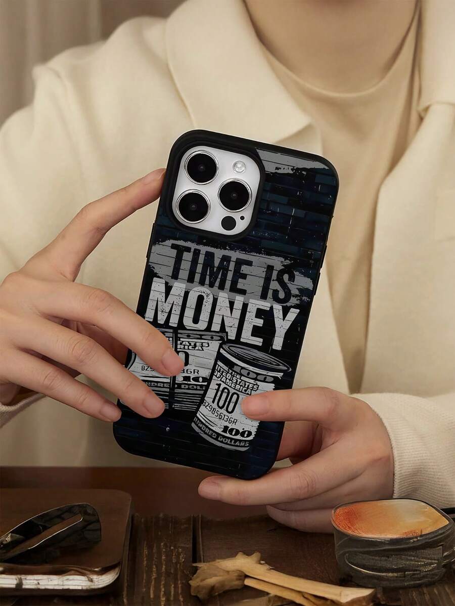1 pieza Funda de teléfono de TPU negro con estampado de billete de dólar, acabado mate, adecuado como regalo festivo compatible con iPhone XS/XS Max/XR/11/12/13/14/15/16 Pro/Pro Max/14/15/16 Plus, para hombres y mujeres