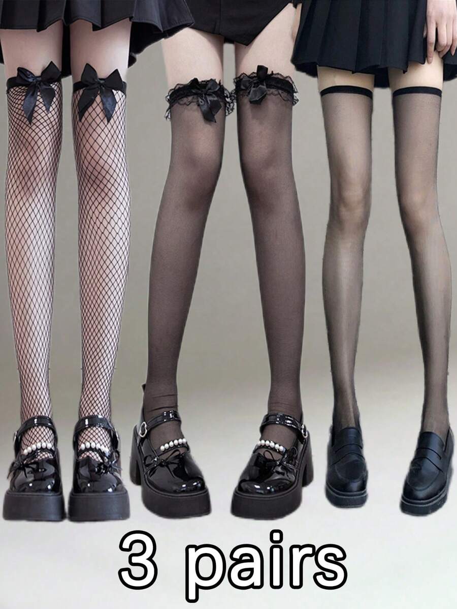 3pairs Black Silk Sexy Stockings Can Be Torn Over The Knee White Sexy Stockings Temptation Transparent Black Silk