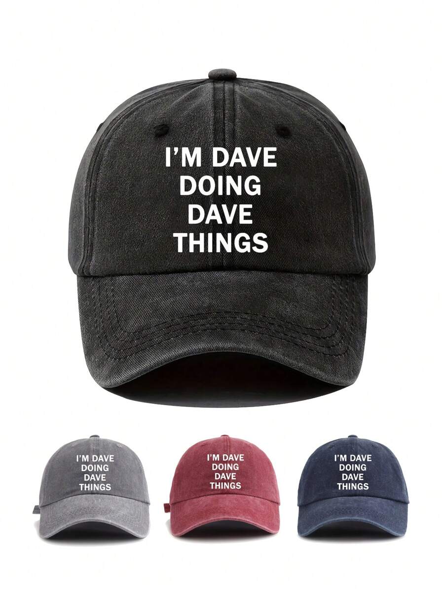 ATHACER "I'm Dave, Doing Dave Things" Funny Baseball Cap - Men's Vintage Washed Sun Hat In Black, Dark Gray, Navy Blue, Beige | Fashionable Retro Style, Suitable For Outdoor Fashion