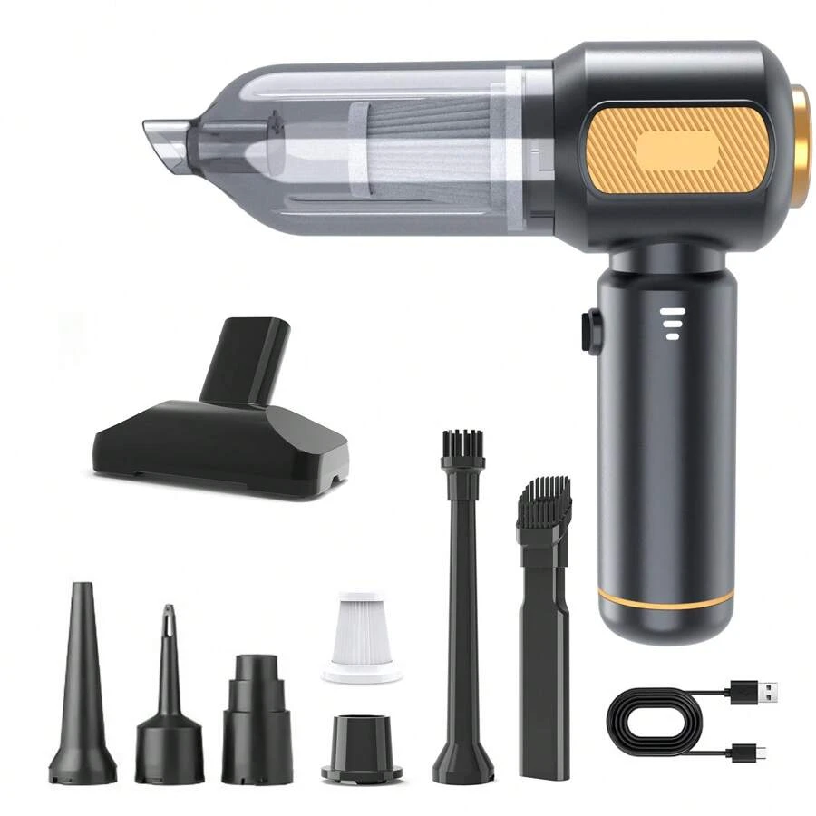 16000AP Wireless Handheld Vacuum Cleaner With LED Light - Portable, Portable Car Vacuum Cleaner With 0.3L Dust Cup, 5V USB Charging, 100W Power, 64dB Noise, 16KPa Suction, ABS Resin Body, Rechargeable Lithium Battery, Capacity, 0.35 Hour Battery Life, Car