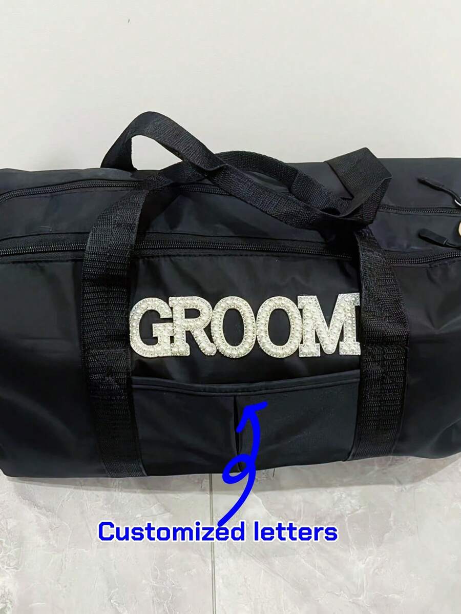 1 pièce Grand sac de yoga à bandoulière personnalisé avec lettres perles - Femme/Femme Polyester durable Fitness, Voyage, Danse, Sac de rangement, Blanc/Noir, Sac de gym, Fermeture éclair, Fourre-tout élégant, Construction robuste, Sac de voyage bandoulière, Sac idéal pour la rentrée scolaire, Cadeau pour votre fils, fille, famille, amis