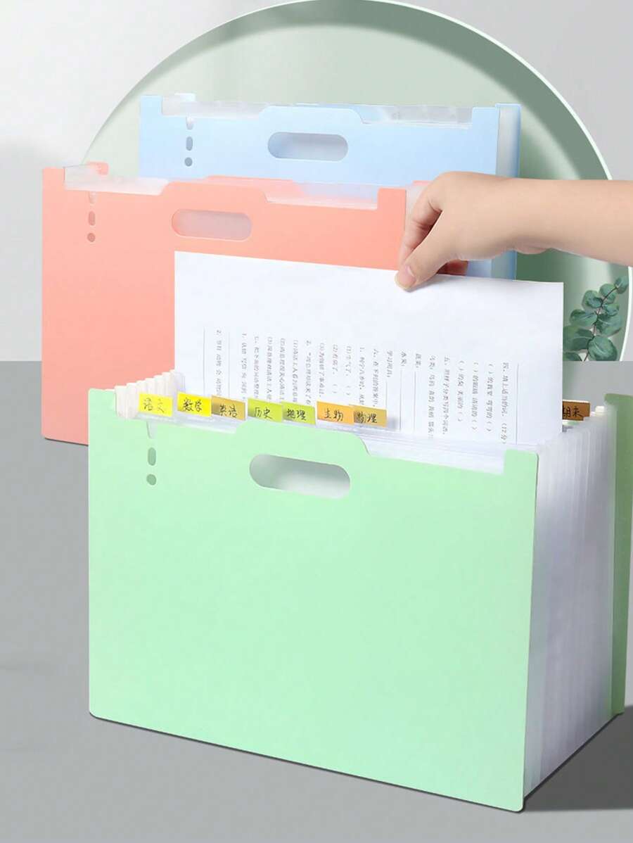 Pasta Sanfona com 13 Bolsos, Organizador de Documentos Vertical, Suporte para Provas de Estudante, Pasta de Arquivo Tamanho A4 de Grande Capacidade, Armazenamento de Escritório de Mesa, De Volta às Aulas, Material Escolar