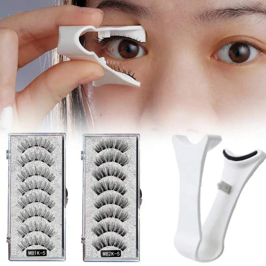 3D Natural Magnetic Eyelashes, With 5 Magnetic Eyelashes, Shipping Box, Handmade Eyelashes, Fake Gift, Reusable Holder, Drop Magne T6N2