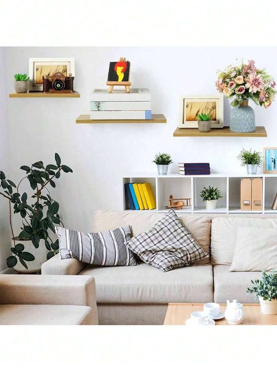 1 Pc Floating Shelves Wood Wall Mounted Shelf Picture Ledge Display Racks Spice Racks Decorative Wall Shelves For Bedroom Living Room Kitchen Home Office