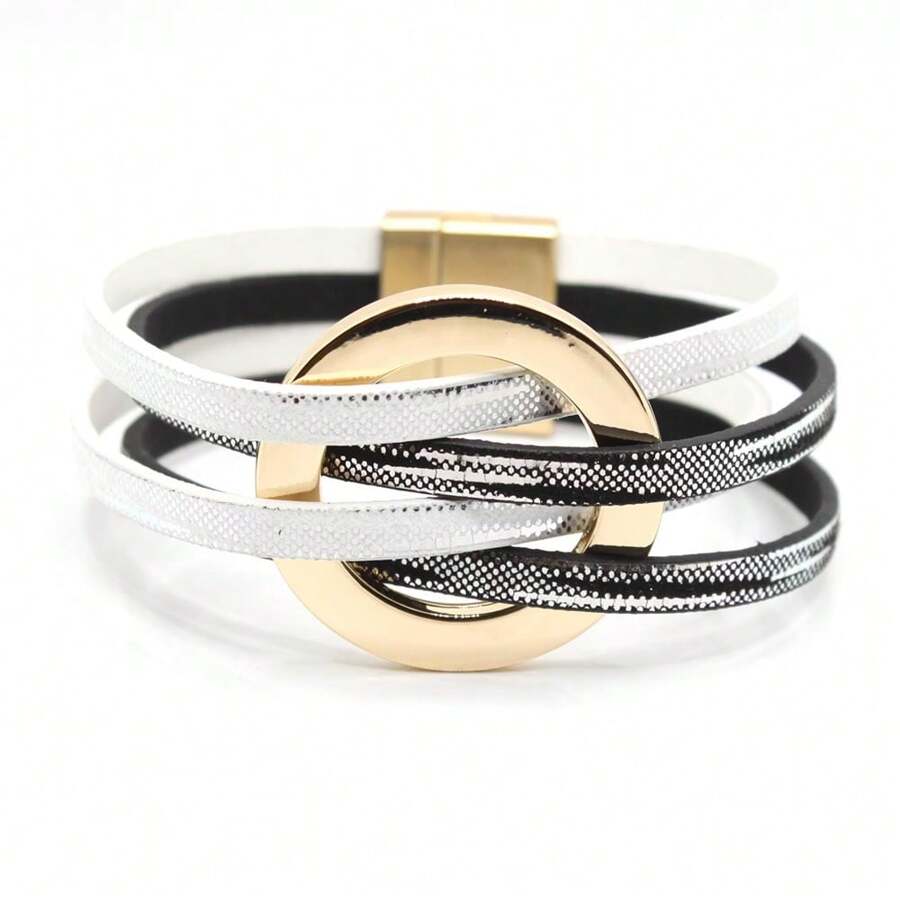 1pc Minimalist Buckle Crossover Leather Bracelet For Women Accessories Graduation Easter Gifts Jewellery Women