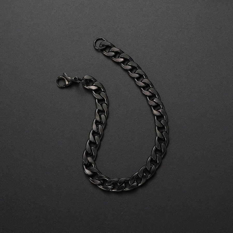 Herren Stilvoller schwarzer Figaroketten-Armband - 8 mm Breite, Gunmetall-Finish - Modeaccessoire & ideales Geschenk für ihn