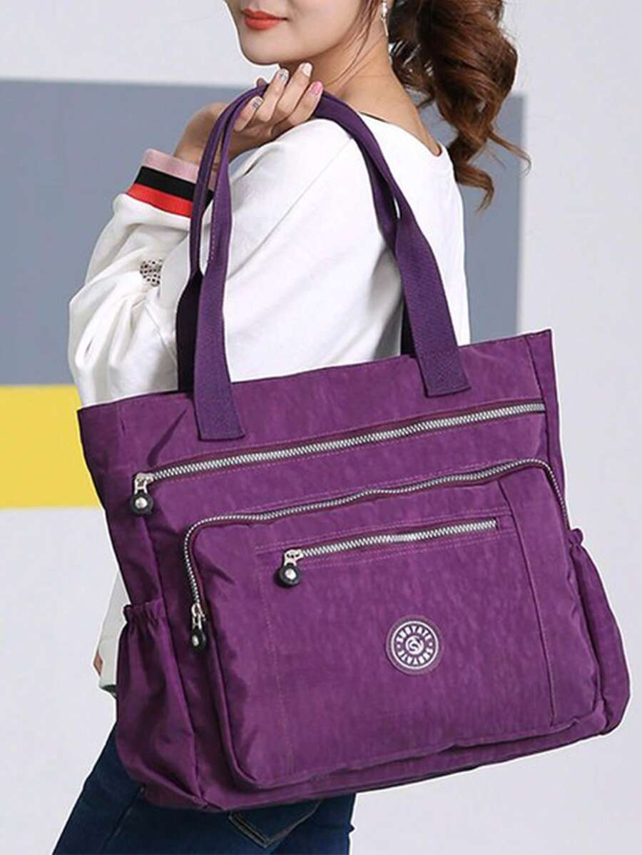 Bolso de tote de nailon para mujer, bolso de hombro multifunción, bolso de playa ligero de verano, bolsos bandolera de gran capacidad, bolsos de mano con múltiples bolsillos, para el campus, la biblioteca, los viajes, las vacaciones, el viaje diario, la oficina, las citas, las compras, la playa, el crucero, regalos de cumpleaños, regalos