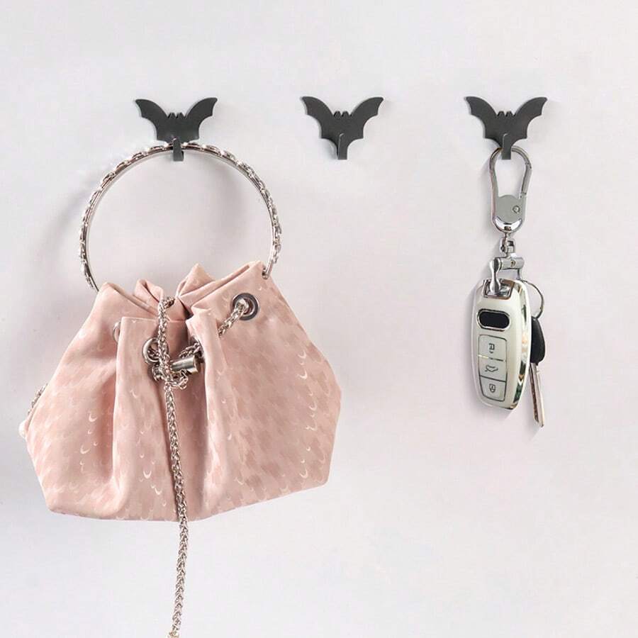 5 Stück nicht markierende Klebehaken in Fledermausform, Wand-Hänger für Badezimmer/Küche, Aufbewahrungshalter, Feiertags-Dekoration, für Halloween