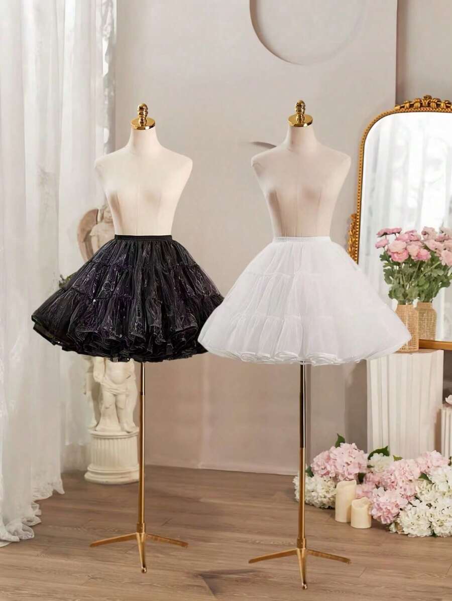 4-Layer Lolita Underskirt, Soft Non-Bone Tulle, Versatile Puff Petticoat For Lolita/Cosplay