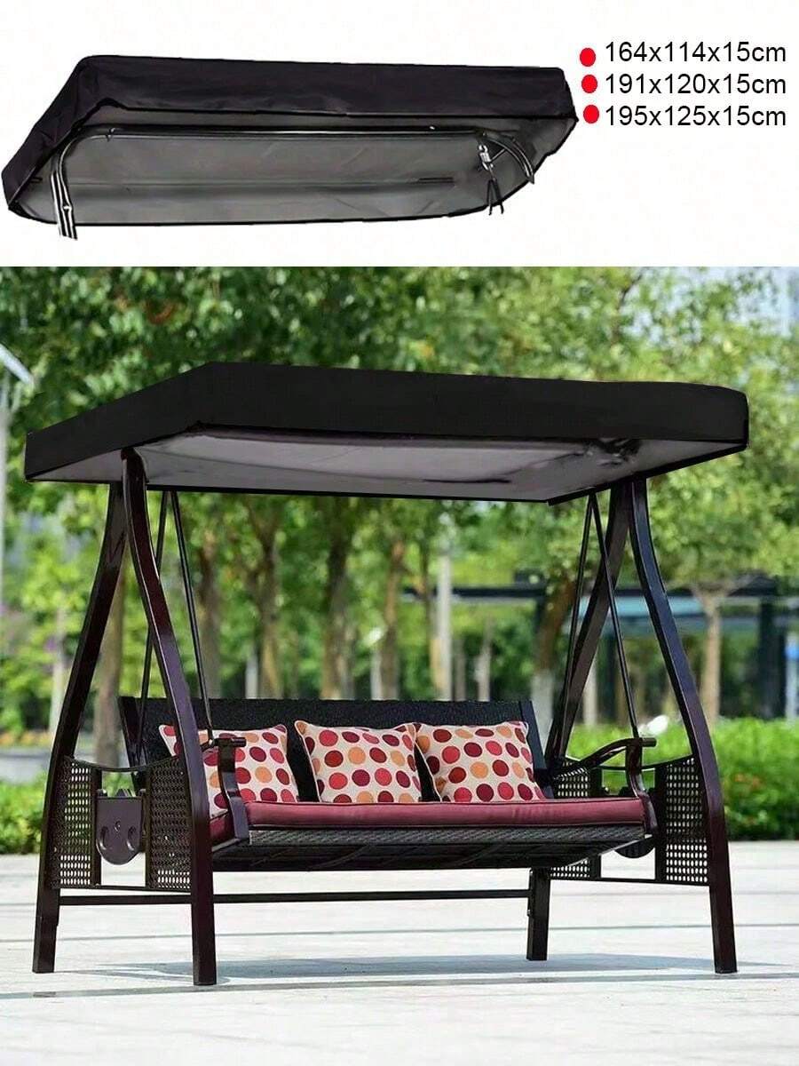 1pc 210D Oxford Cloth Outdoor Patio Swing Canopy Cover, 4-Season Sunshade For 3 Person Hanging Chair, Available In 3 Sizes