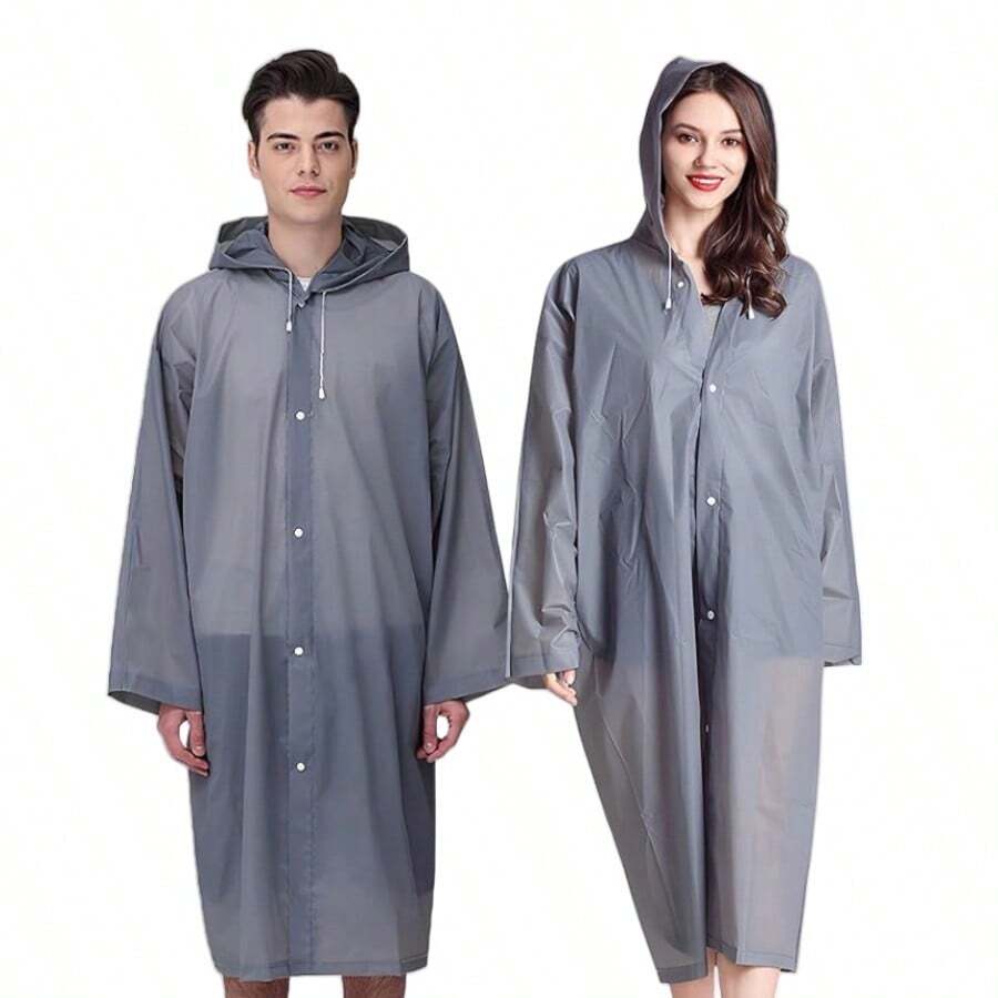 1 Pc Thickened Waterproof EVA Hiking Rain Coat, Multipurpose Unisex Transparent Rain Poncho For Hiking, Camping, Outdoor Activities