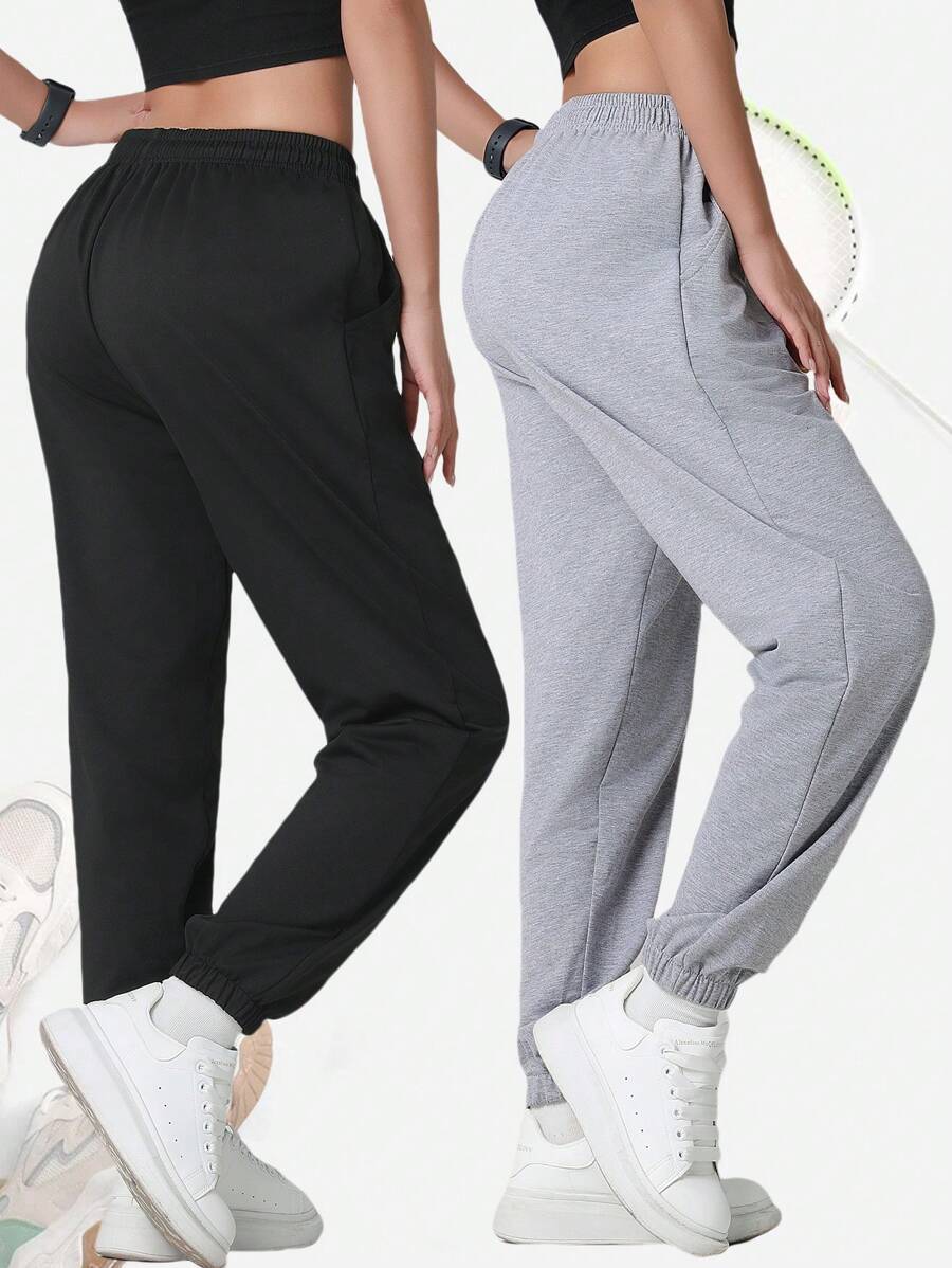 2 Packs Women's Athletic Running Pants - High-Waisted Outdoor Joggers, Lightweight Quick-Dry Sports Trousers For Yoga & Gym