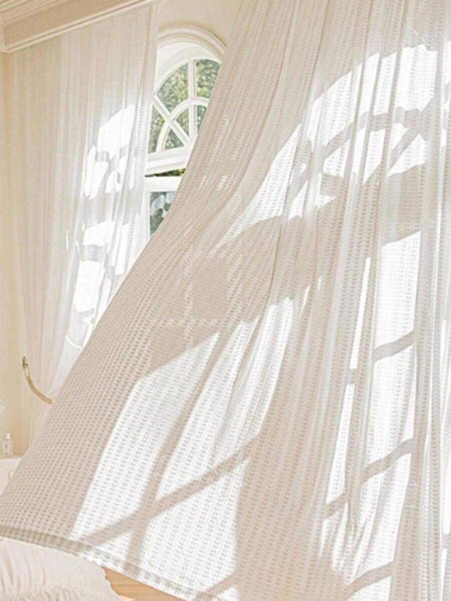 1 Peça Cortina Jacquard Semi-Transparente Relevo Premium de Malte, Adequada para Quarto ou Sala de Estar