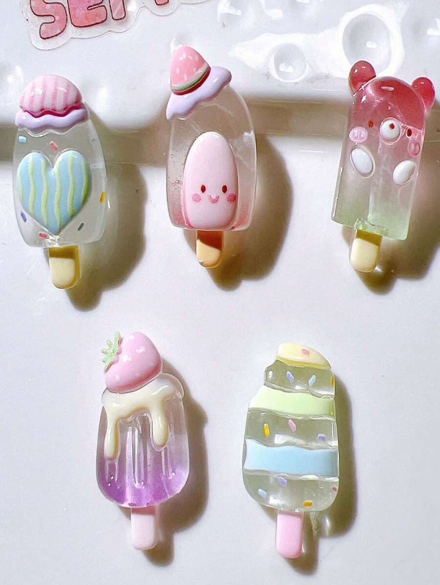 5pcs Refrigerator Magnet Fruit Ice Cream Popsicle Strawberry Watermelon Simulation Food Play Home Decoration DIY Magnet