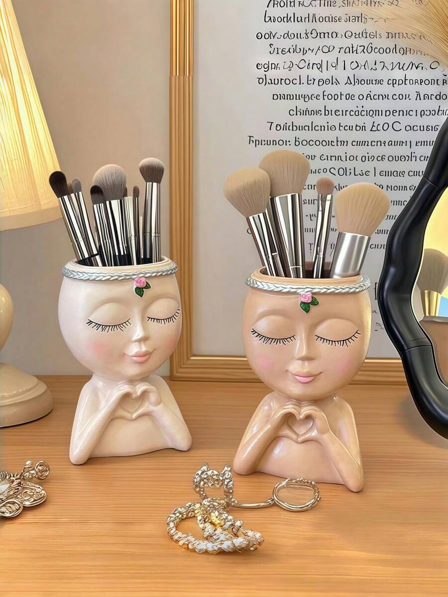 Multifunctional Makeup Brush Storage Barrel, Pen Container, Ornaments, Vases, Bathroom Dresser Office Desktop Multifunctional Storage Box, Suitable For Restaurants, Bathrooms, Rooms And Other Places.White/ Multifunctional Makeup Brush Storage Barrel, Pen Container, Ornaments, Vases, Bathroom Dresser Office Desktop Multifunctional Storage Box, Suitable For Restaurants, Bathrooms, Rooms And Other Places.